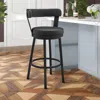 Hivvago Swivel Barstool With Curved Open Back And Metal Legs, Gray And Black