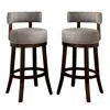 Hivvago Swivel Barstool With Curved Open Low Back, Set Of 2, Gray And Brown In Brown