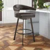 Hivvago Swivel Barstool With Open Metal Frame And Slatted Arms, Brown In Brown