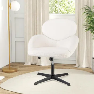 Hivvago Swivel Cross Legged Chair With Adjustable Height And Rocking Function-white