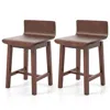 Hivvago Swivel Dining Chair Set Of 2 With Low Back And Curved Seat-walnut