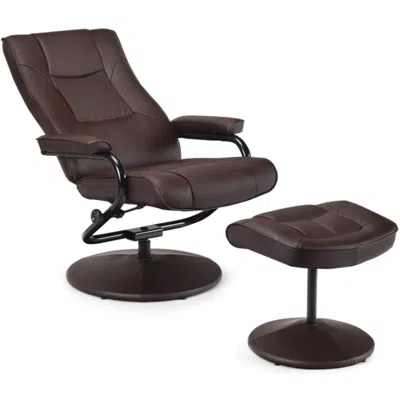 Hivvago Swivel Lounge Chair Recliner With Ottoman-brown