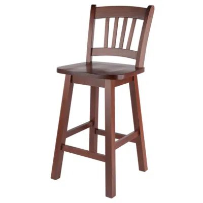 Hivvago Swivel Seat Counter Stool Walnut In Blue