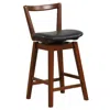 Hivvago Swivel Upholstered Pu Leather Stool With Backrest And Cushioned Seat-26 Inches