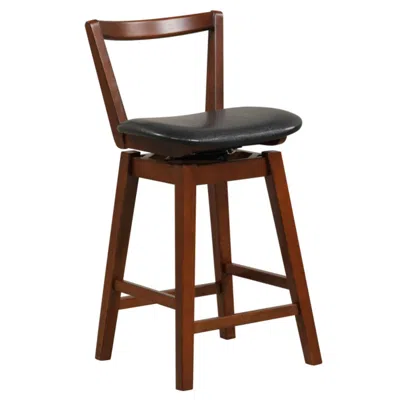 Hivvago Swivel Upholstered Pu Leather Stool With Backrest And Cushioned Seat-26 Inches In Animal Print