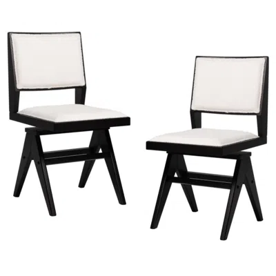 Hivvago Swivel Wooden Dining Chair Set Of 2 With Rubber Wood Frame And Padded Seat-black