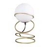 Hivvago Table Lamp, White Glass Globe, 4 Spiral Ring Accented Base 14 Inch