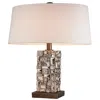 Hivvago Table Lamp With Abstract Mirror Block Base, Bronze In Brown