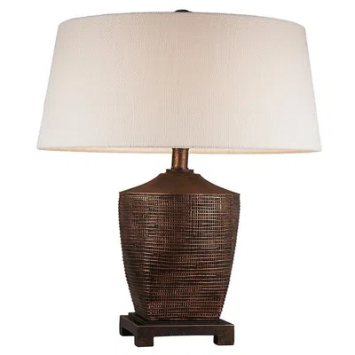 Hivvago Table Lamp With Polyresin Urn Shape Base, Bronze In Multi