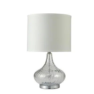 Hivvago Table Lamp With Pot Bellied Glass Body, Clear And White