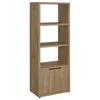 Hivvago Tag 71 Inch Media Tower With 3 Shelves, 2 Doors, Mdf Wood, Mango Brown