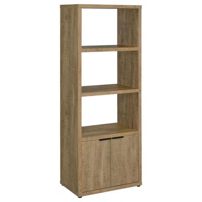 Hivvago Tag 71 Inch Media Tower With 3 Shelves, 2 Doors, Mdf Wood, Mango Brown