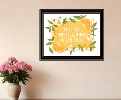 Hivvago Take Me Where Summer Never Ends Black Framed Print Wall Art In Orange