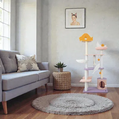 Hivvago Tall 66-inch Cat Tree Featuring Multiple Levels And Sisal-covered Posts