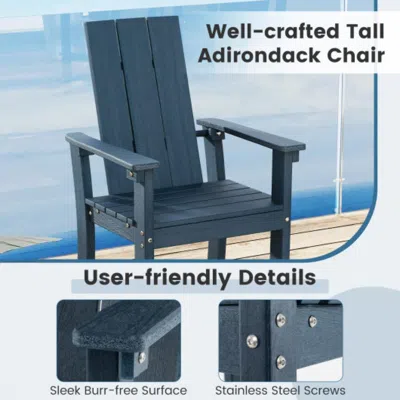 Hivvago Tall Adirondack Chair Outdoor Bar Stool With Ergonomic Backrest For Backyard-blue