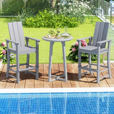 Hivvago Tall Adirondack Chair Outdoor Bar Stool With Ergonomic Backrest For Backyard-gray