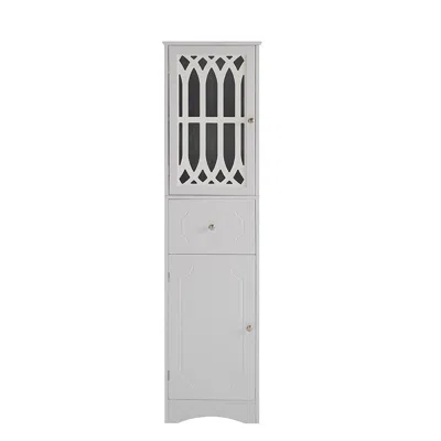 Hivvago Tall Bathroom Cabinet - White In Gray