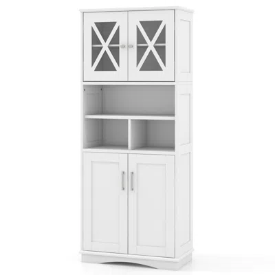Hivvago Tall Bathroom Cabinet Large Floor Storage Cabinet With Acrylic Doors And 3 Cubes