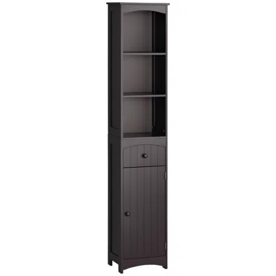 Hivvago Tall Bathroom Storage Cabinet Freestanding 3-tier Shelves With Drawer