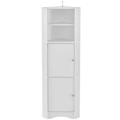 Hivvago Tall Corner Bathroom Cabinet With Adjustable Shelves - White