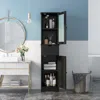 Hivvago Tall Floor Storage Cabinet With 2 Doors And 1 Drawer For Bathroom-black