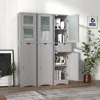 Hivvago Tall Floor Storage Cabinet With 2 Doors And 1 Drawer For Bathroom-gray