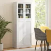 Hivvago Tall Kitchen Pantry Cabinet With Dual Tempered Glass Doors And Shelves-white
