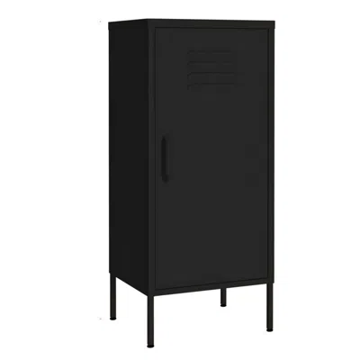 Hivvago Tall Storage Cabinet, 1 Door, 2 Shelves, Modern Matte Black Steel