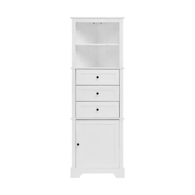 Hivvago Tall Storage Cabinet With Adjustable Shelves & 3 Drawers - White