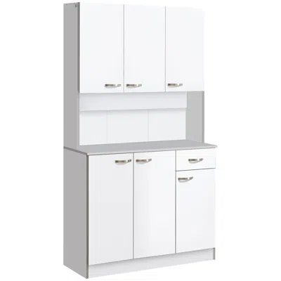 Hivvago Tall Storage Cabinet With Countertop And 3 Adjustable Shelves