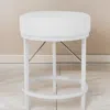 Hivvago Tane 18 Inch Modern Accent Stool, Round Padded White Faux Leather Seat In White