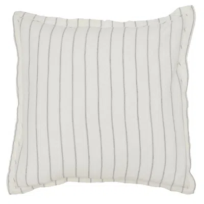 Hivvago Tara 26 Inch Linen Square Euro Pillow Sham With Woven Stripe Design, Ivory