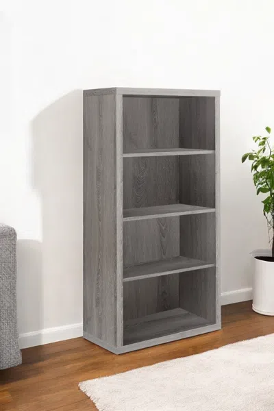 Hivvago Taupe Wood Four Tier Bookcase In Gray
