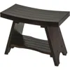 Hivvago Teak Rectangular Shower Bench With Shelf In Brown Finish In Black