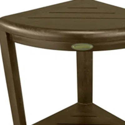 Hivvago Teak Three Tier Corner Corner Shower Shelf In Brown Finish
