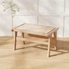 Hivvago Teak Wood Ottoman Footstool With Braided Rope For Living Room