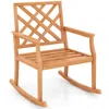 Hivvago Teak Wood Rocking Chair With Backrest And Slatted Seat