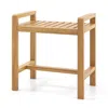 Hivvago Teak Wood Shower Bench For Inside Shower Shaving Legs In White