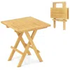 Hivvago Teak Wood Square Coffee Table With X-shaped Legs And Slatted Tabletop