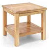 Hivvago Teak Wood Square Side Table With Open Shelf For Small Space