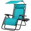 Hivvago Teal Blue Zero Gravity Folding Reclining Patio Lounge Chair With Canopy In Blue