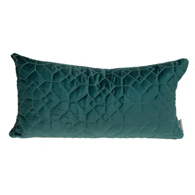 Hivvago Teal Quilted Velvet Geo Lumbar Decorative Pillow In Green