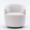 Hivvago Teddy Fabric Swivel Accent Armchair Barrel Chair With Metal Ring - Ivory In White
