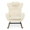 Hivvago Teddy Upholstered Rocker Glider Chair For Comfortable Nursery Time In Neutral