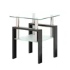 Hivvago Tempered Glass Bedside Corner Coffee Table Contemporary End Table In - Transparent In Multi