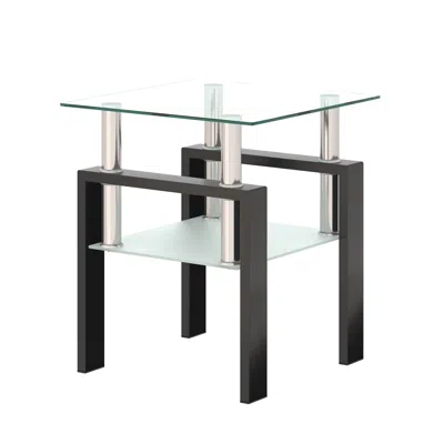 Hivvago Tempered Glass Bedside Corner Coffee Table Contemporary End Table In - Transparent In Multi
