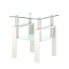 Hivvago Tempered Glass Bedside Corner Coffee Table Contemporary End Table In - White In Multi