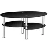 Hivvago Tempered Glass Oval Side Coffee Table-black In Black