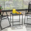 Hivvago Tempered Glass Side Table With Metal Frame For Indoor And Outdoor
