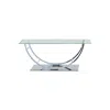 Hivvago Tempered Glass Top Coffee Table With U Shape Metal Frame, Chrome And Clear In Transparent